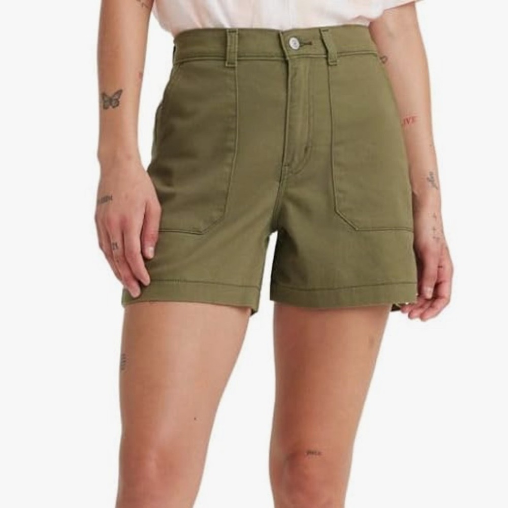 Levi's Green Utility Shorts Relaxed Fit Mid-Thigh